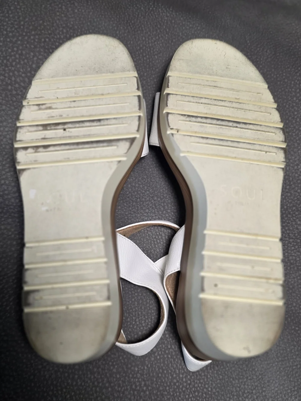 SOUL Naturalizer White Leather Ankle-Strap Sandals